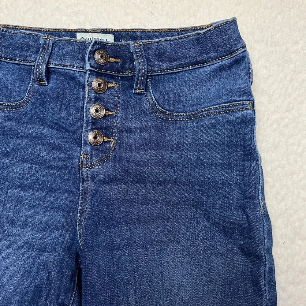 OshKosh B'gosh Jeans Girls 10 Blue Skinny High Rise Button Fly‎ Raw Hem Stretch